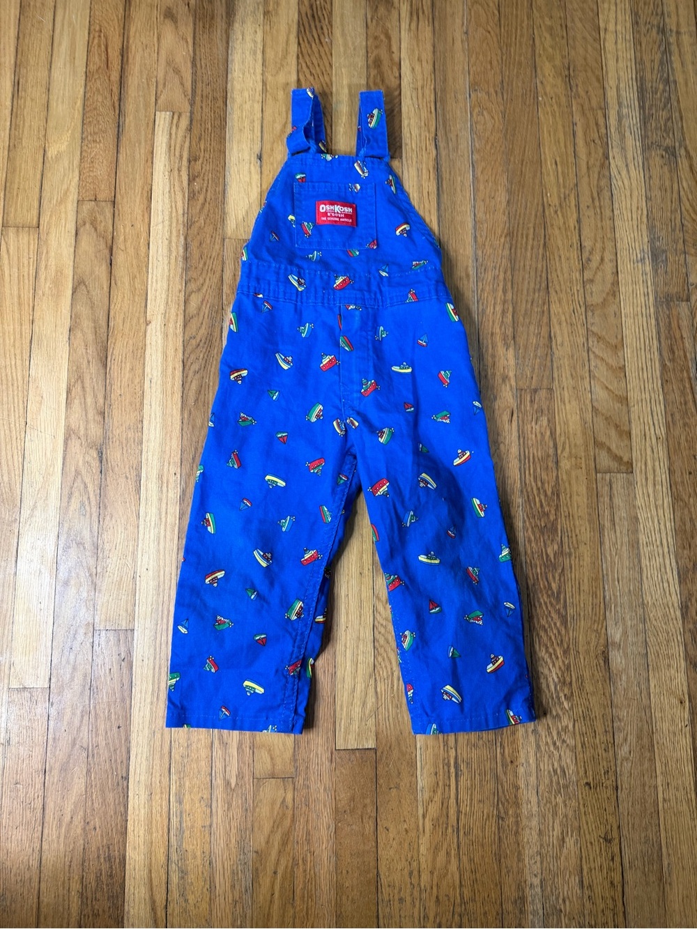Vintage OshKosh B'gosh 2T Sailboat print overalls